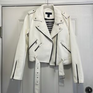NWT Forever 21 White Leather Jacket